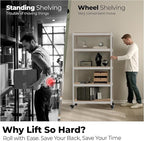 HOMEDANT House White 5-Tier Metal Boltless Rolling Cart Shelf Rack Casters Heavy Duty Wheel Shelving Unit Adjustable Storage Shelves Organizer Shelf Kitchen Garage 48.1" W x 18.5" D x 75.4" H 2Pack