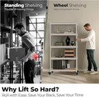 HOMEDANT House White 5-Tier Metal Boltless Rolling Cart Shelf Rack Casters Heavy Duty Wheel Shelving Unit Adjustable Storage Shelves Organizer Shelf Kitchen Garage 48.1" W x 18.5" D x 75.4" H 3Pack