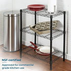 Honey-Can-Do 3-Tier Heavy Duty Adjustable Shelves, Metal Storage Rack With 250-lb Shelf Capacity, Black, 14" W x 24" L x 30" H