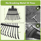 INFLATION Garden Rake for Leaves Sturdy Metal Small Yard Leaf Rakes for Lawns 60” Length 8.5 Inch Width 11 Tines for Women Men Kids Lightweight with Non-Slip Comfortable Smooth Long Handle