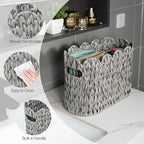 Grey Toilet Paper Storage Basket,Scalloped Baskets for Bathroom Organizers and Storage,Waterproof Plastic Wicker Basket for Bathroom,Laundry Room