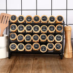 DIMBRAH Spice Jars with Label-4oz 36Pcs, Glass Spice Jars with Bamboo Lids, Container Set with White Printed Labels,Kitchen Empty Jars with Shaker Lids