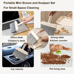 Mini Handheld Broom and Dustpan Set, Small Dust Pan and Brush Set Cleaning for Keyboard, Tabletop, Office Desk, Camping, Gardening, Pet, Car, Tiny Broom with Dustpan Combo for Children Learn Cleaning