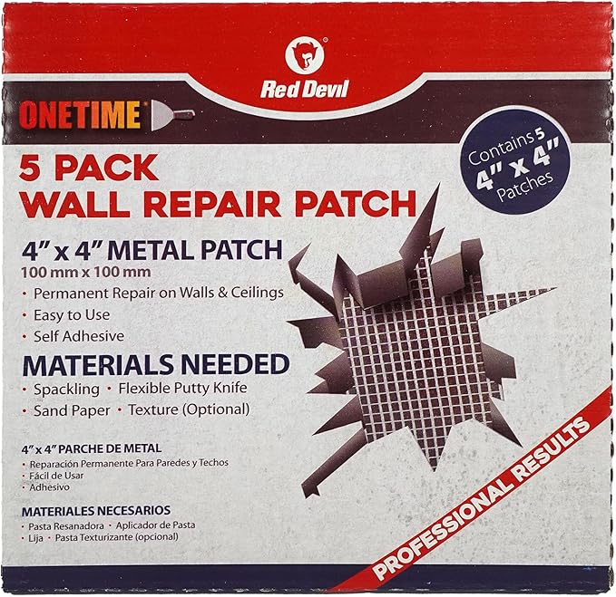 Red Devil 1215 4" x 4" ONETIME Wall Repair Patch, 5 Pack