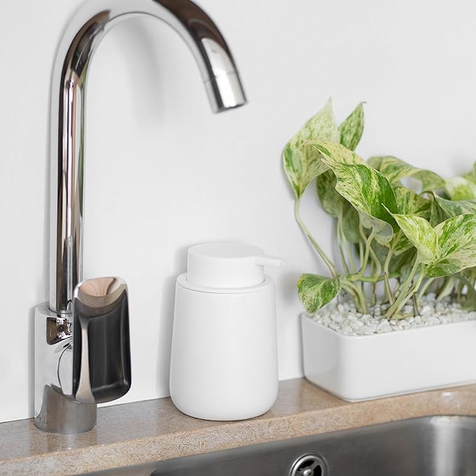 Matte White Hand Soap Dispenser Pump, 9 oz Rustproof Liquid Dish Soap Dispenser Bottle for Various Places Such as Kitchen, Countertop, and Bathroom