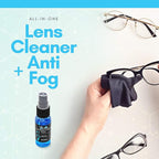 Combo pack 1oz Anti Fog Spray & microfiber for Eye & Sunglasses - Anti Static Glass & Lens Cleaner - Remove and Repel Dirt & Dust - Fog Free Cleaning Spray for Glasses- 1oz spray and towel