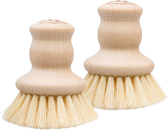 Redecker Tampico Fiber Pot Brush with Untreated Beechwood Handle, Set of 2, 2-1/2-inch Diameter, Made in Germany