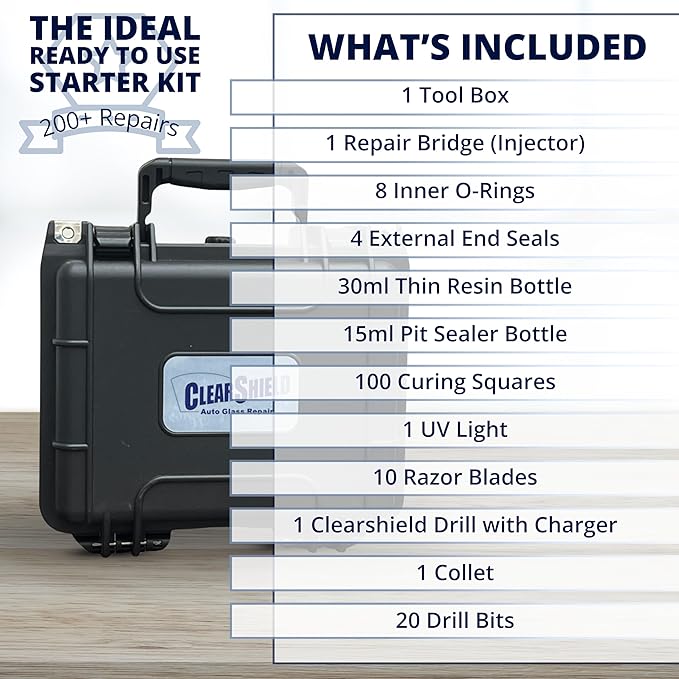 Clearshield Windshield Repair Kit - Window Rock Chip Repair Kit - Cracked Windshield Repair Kit - Auto Glass Repair Kit for 200+ Repairs