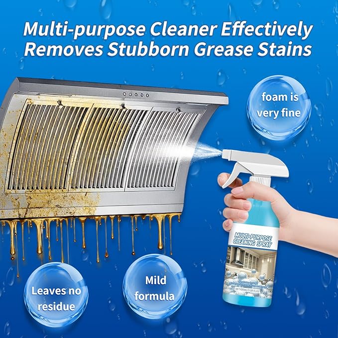 2Pcs Spray Splash Cleaner, New Multi-Purpose Handheld Degreaser for Kitchen, Powerful Splash Spray Oven Cleaner, Upgraded Cleaning Spray for Home, Convenient Grime Remover Sprays with Towel+Sponge
