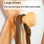 Dseap Expandable Coat Rack (Larger Version) - 24” High, Anti-Slip, Ultra Heavy Duty Wooden Accordian Wall Hanger with 10 Study Peg Hooks for Clothing Hats Jackets Bags, Natural