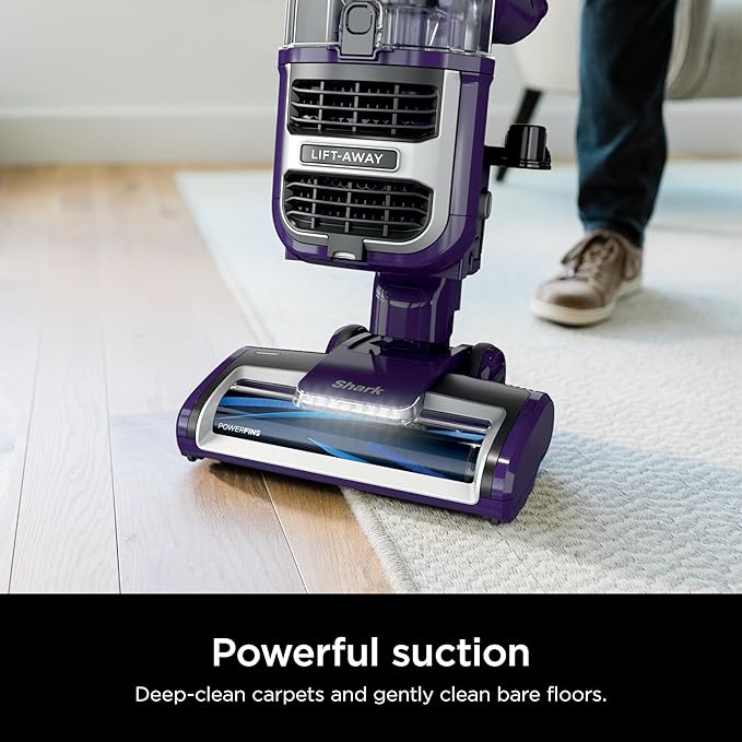 Shark Lift-Away Upright Vacuum with Powerfins, Self-Cleaning Brushroll, Anti-Allergen Complete Seal Technology, No Hair Wrap, LED Headlights, and Advanced Swivel Steering, Eggplant, ZD201
