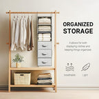 Vailando 6-Shelf Hanging Closet Organizer with 3 Drawers, Closet Hanging Shelves with Removable Fabric Drawers for Wardrobe, Nursery & Dorm Storage, Silver Gray