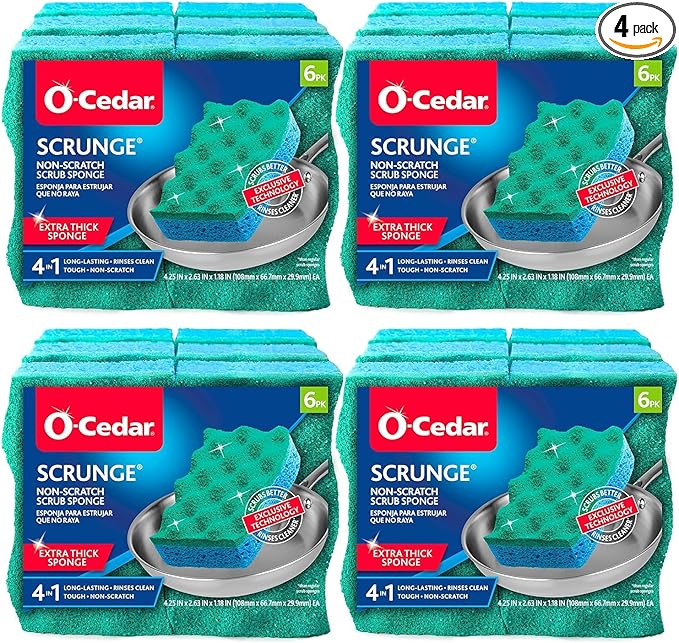 O-Cedar Multi-Use Scrunge Scrub Sponge 6 Count (Pack of 4)