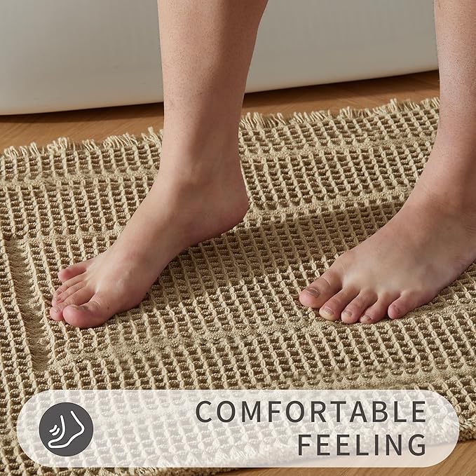 Bath Mats for Bathroom Non Slip,Waffle Luxury Bath Mat,Machine Washable Bath Mat for Shower,Ultra Soft Bathmat,Brown,19"*48"