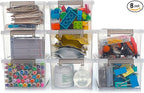Citylife 8 Packs Small Storage Bins with Lids 3.2 QT Plastic Storage Containers for Organizing Stackable Clear Storage Boxes