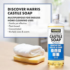 HARRIS Multi-Purpose Pure Castile Soap, Made with Olive, Coconut, and Pine Tree Oil, Uses for Face, Body, Hand, Hair, Home, Dishes, and Laundry, Peppermint, 32 Fl Oz