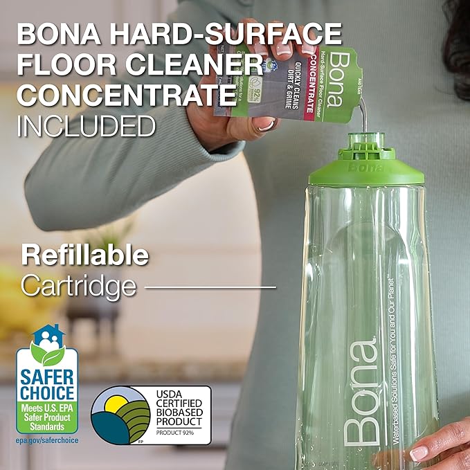 Bona Multi-Surface Floor Premium Spray Mop - Includes Multi-Surface Floor Cleaner Concentrate and Machine Washable Microfiber Cleaning Pad - For Stone, Tile, Laminate and Vinyl LVT/LVP Floors