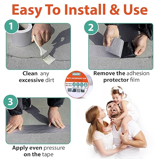 Premium 2in x 32ft Butyl Waterproof Tape - Duct Pipe Sealant Tape Repair Seal Leak Pipe Aluminium Rubber Sealer Window Silicon Metal Silicon Sealing Adhesive Roof