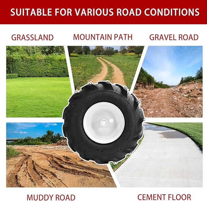(2 Pack) 13x5.00-6" Tiller Tire and Wheel-Heavy Duty,3/4" Axle & 3-1/8" Centered Hub, Compatible with Craftsman, Troy-Bilt, Lawn Tractors & Tillers – Replacement for Garden, Farm, Landscaping