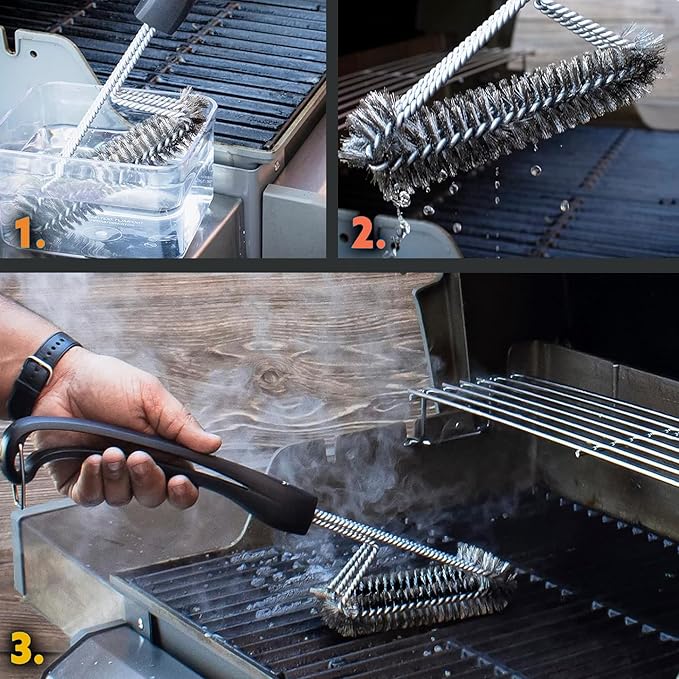 Kona 360 Clean Grill Brush – Powerful Grill Cleaner & BBQ Grill Brush for Outdoor Grill – Safe, Bristle BBQ Brush Grill Scraper, Accessory for Easy 30 Second Grill Cleaning - 18 Inch Long Handle