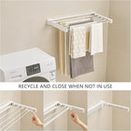 JOOM Laundry Drying Rack Collapsible, Wall Mounted Drying Rack, Clothes Drying Rack, Retractable Drying Racks, 27.5" Wide, 5 Aluminum Rods, 60 lb Capacity (White 27.5")