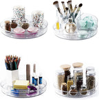 4 Pack Lazy Susan 9.2" Inch Turntable Organizer Pantry Organization and Storage Container Bins Spice Rack Cabinet Rotating Condiment for Pantry Kitchen Vanity Bathroom Jewelry Holder Clear