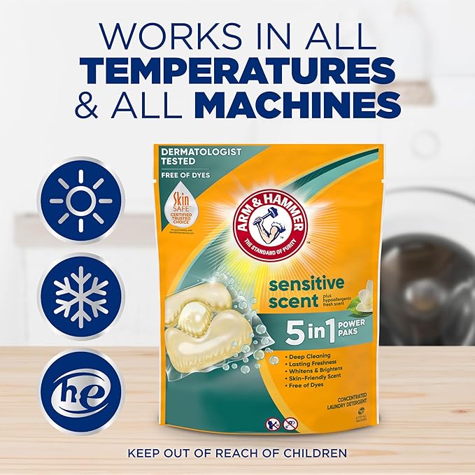 Arm & Hammer Sensitive Fresh Scent 5-IN-1 Power Paks, 42 count