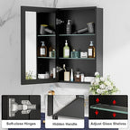 16x24 Inch Medicine Cabinet with Mirror, Aluminum Bathroom Mirror Cabinet, Beveled Edge Mirrored Single Door, Adjustable Shelves, Surface or Recessed Mount Mirrors with Storage, Black
