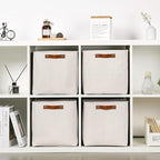 HNZIGE Foldable Cube Storage Bin(4 Pack ) Storage Baskets for Shelves, Closet,12x12 Storage Cube Bins Baskets for Cube Organizer, Fabric Storage Cubes for Storage Home Organization(Cream)