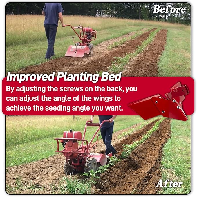15683 Hiller-Furrower Kit Rear Tine Rototillers Fit for Large and Small Areas of Land Cultivation, Adjustable Wings, Three Kinds of Connection - Including Installation Accessories