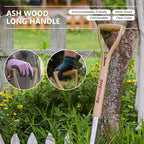 Berry&Bird Round Point Gardening Shovel with Wood D-Handle, 40.98" Stainless Steel Beach & Snow Shovel