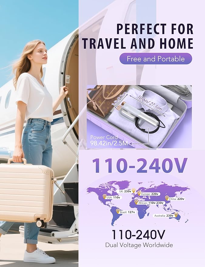 Smart Steam irons Handheld Steamer for Clothes – Global Voltage Adaptation, Palm-Sized & Lightweight (0.8lb), Dual Steam Modes, Easy Wrinkle Remover, Auto Shut-Off, for Travel & Home