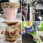 Natural Jute Rope 4mm x109 Yard 3 Strand, ZUEXT Handmade Jute Twine String,Burlap Hemp Rope for Artworks Gardening Bundling Camping DIY Crafting Knitting Plant Hanger Gift Wrapping Decor(100m)
