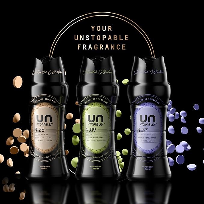 Downy Unstopables Unlimited Collection In-Wash Laundry Scent Booster Beads, No. 09, Fine Fragrance, Long-Lasting Fresh Scent Beads, 10.7 oz