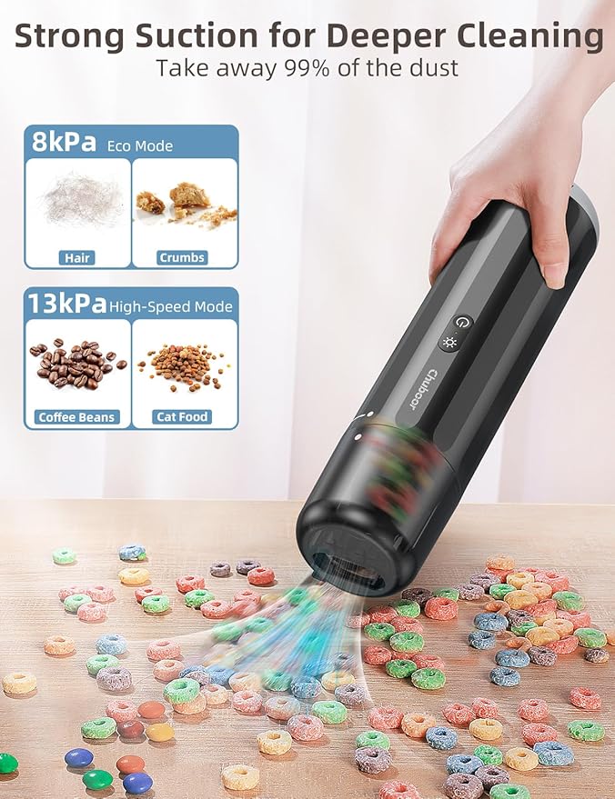 Chuboor Handheld Car Vacuum Cleaner, 14,000Pa Cordless Vacuum Cordless Rechargeable, 120 WPowerful Mini Hand Vacuum with Multifunctional Nozzle for Car, Home, Office, Pet Hair (Brown)