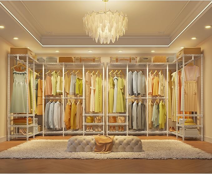 VIPEK V60 Extra Large Clothes Rack Portable Closet Rack Freestanding Wardrobe Heavy Duty Garment Rack Metal Closet for Hanging Clothes, Bedroom Storage Organizer, Max Load 1620lbs, White