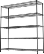 M MZG 3500LBS 59" W 5 Tiers Storage Shelves, Metal Shelving Wire Metal Shelving Unit Shelves for Storage Adjustable Garage Shelving for Pantry Kitchen Garage Black 17.7" D x 59.1" W x 70.4" H