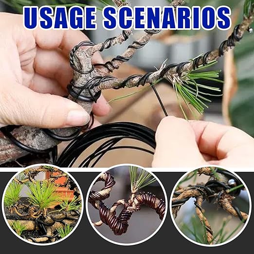 Glarks 4 Rolls Bonsai Wires Kit, 2mm 3mm 1mm 1.5mm Aluminum Bonsai Training Wire Tree Branches with Wire Cutter, 164 Feet Anodized Aluminum Set for Holding Bonsai Branches Small Trunks