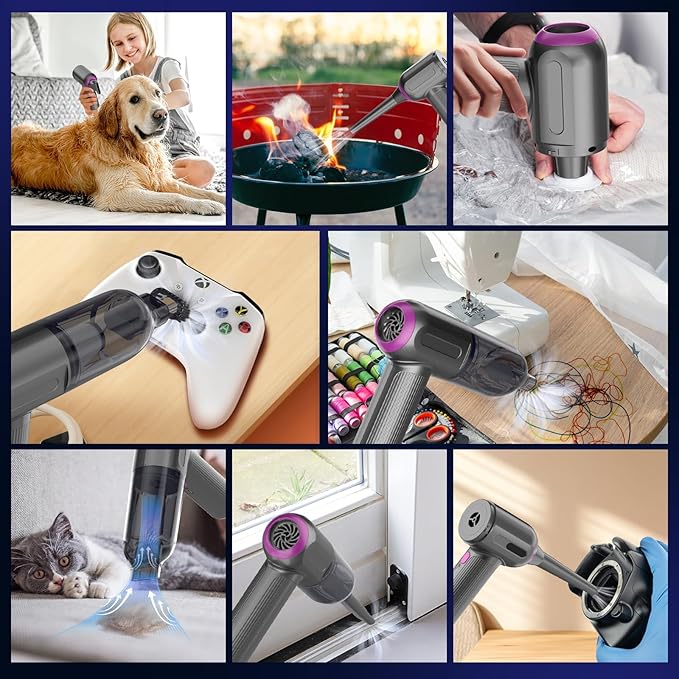7000Pa Mini Vacuum Cleaner: Handheld Vacuum & Electronics Duster & Hand Pump Cordless Keyboard Vac 3-Gear Compressed Air Blower for Computer Sewing Machine Laptop Car Home Office