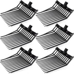 Lasnten 6 Pack Manure Fork Replacement Heads 12 Tines Heavy Duty Pitchfork Heads with Screws & Nuts Durable Horse Manure Rake for Picking up Grass Hay Animal Waste(Black)