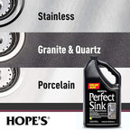 HOPE'S Perfect Sink Cleaner and Polish, Restorative, Water-Repellant, Removes Stains, Ideal for Brushed Stainless Steel, Cast Iron, Porcelain, Corian, Composite, Acrylic, Value Size