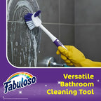 Fabuloso Tile Brush with Spot Scrubber, Long Bathroom Cleaning Brush with Medium Bristles, Shower Scrubber with Hanging Hole for Tile, Grout, Tubs, Floors and Bathroom Walls, 11 Inch