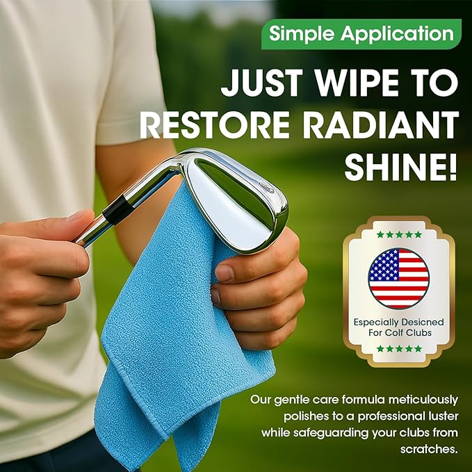 Golf Club Polish & Golf Club Cleaner - Rust and Scratch Remover Golf Club Polishing Kit/Golf Club Cleaning Kit - 9 oz Metal Polish Compound - Golf Accessories