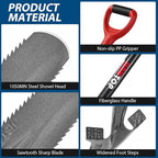 Drain Spade Root Saw Spade Narrow Serrated Shovel Digging Shovels for Cutting Root, Digging, Trenching,Transplanting,44 inches