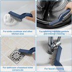 Cleaning Brush - QAGOBDI Hard Bristle Crevice Cleaning Brush for Household, Bathroom, 2 PCS Bathroom Gap Brush with Long Gandle Embedded Stolen Goods Clip