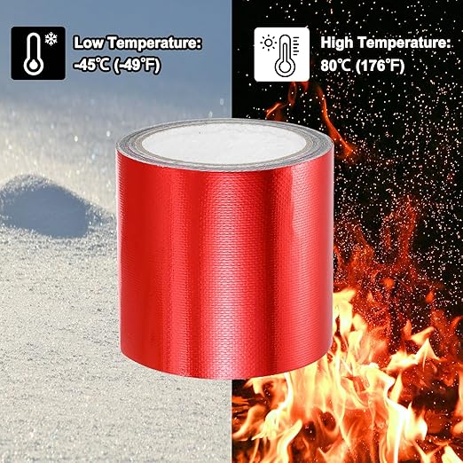 PATIKIL Awning Repair Tape 8m x 10cm Waterproof Canvas Tape High Adhesive Tear Repair Patch Kit for PVC Tarpaulin Tent Awning Fabric RV Sail Boat Cover, Red (4" x26.24ft)