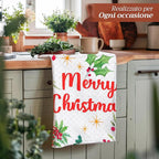 Maison d' Hermine Kitchen Towels Set of 3 100% Cotton 27.50" x 20" Reusable Cloth Tea Dish Towels Absorbent with Hanging Loop for Kitchen, Home, Dining, Cocktail Parties (Poinsettia Christmas)