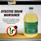 Instant Power Commercial Drain Maintainer - Liquid Enzyme Clog Remover, Cleans and Deodorizes, Reduces Drain Blockages, 1 Gal
