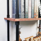 Industrial Bookshelf, 3 Tier Pipe Shelving, Industrial Pipe Shelf - Weathered Brown, 29.5" L x 11.8" W x 39" H