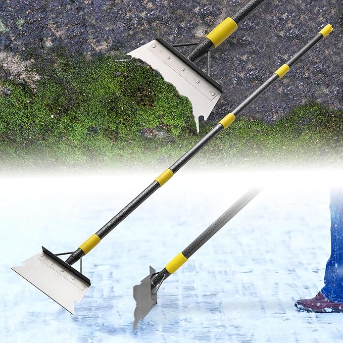Garden Flat Scraper, 60" Multifunctional Cleaning Shovel, Heavy Duty Manual Weeder Metal Floor Scraper Garden Tool for Scraping, Ice Remove, Lawn Digging, Weeding, Edging